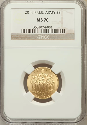 image for: 2011-P $5 U.S. Army Five Dollar MS70 NGC. NGC Census: (0). PCGS Population (139). (#506170)...