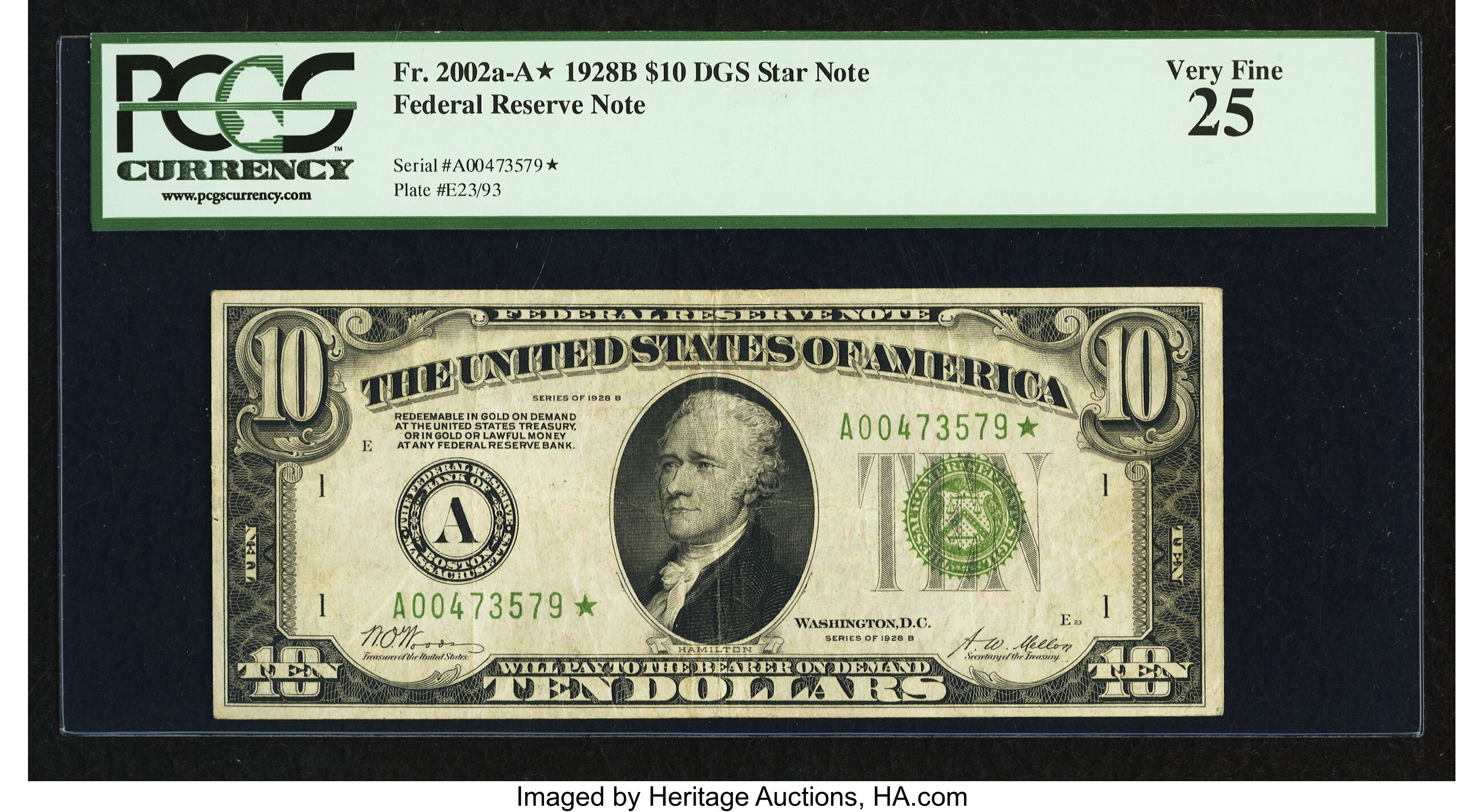 image for: Fr. 2002a-A* $10 1928B Dark Green Seal Federal Reserve Note. PCGS Very Fine 25....