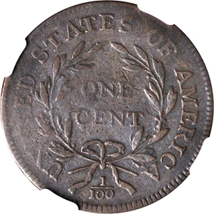 image for: 1798 Draped Bust Cent. S-155. Rarity-3. Noyes Die State B. Reverse of 1795. Fine-12 BN (NGC).