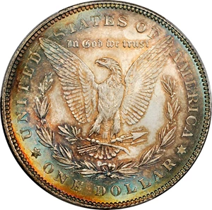 image for: 1878 Morgan Silver Dollar. 7 Tailfeathers. Reverse of 1878. VAM-79. Hot 50 Variety. Fill in 8s. MS-64 (PCGS).