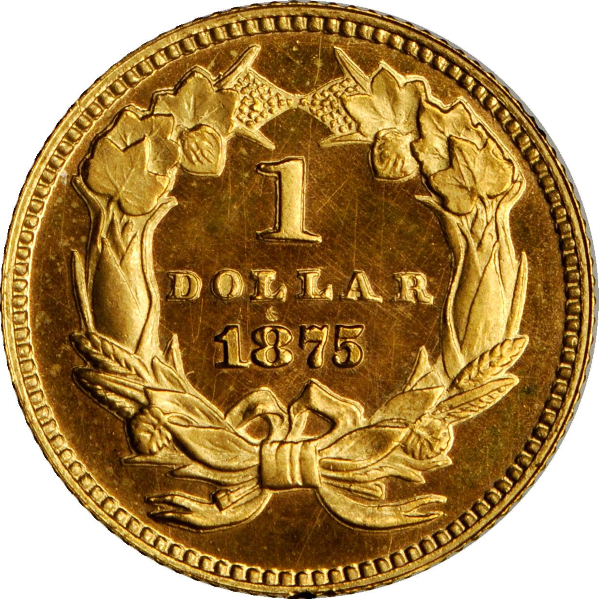 image for: 1875 Gold Dollar. Proof-65 Cameo (PCGS). CAC.