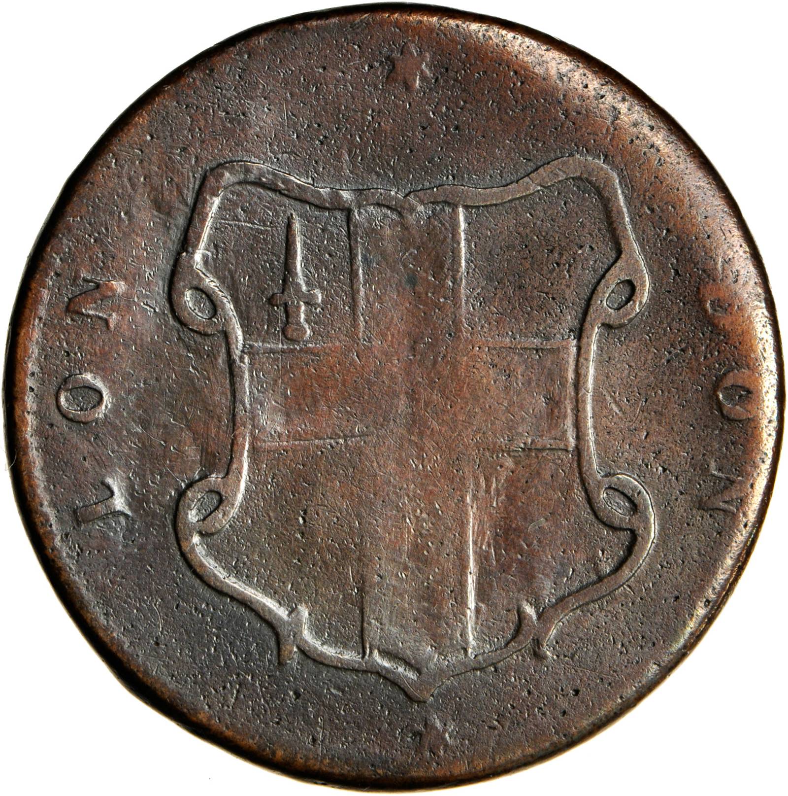 image for: Undated (Circa 1694) London Elephant Token. LON DON. Hodder 2-D, W-12060. EF-40.