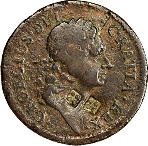 image for: 1722 Rosa Americana Halfpenny. Martin 1.1-A.1, W-1214. Rarity-5. VTILE DVLCI--Counterstamped--VG-8.