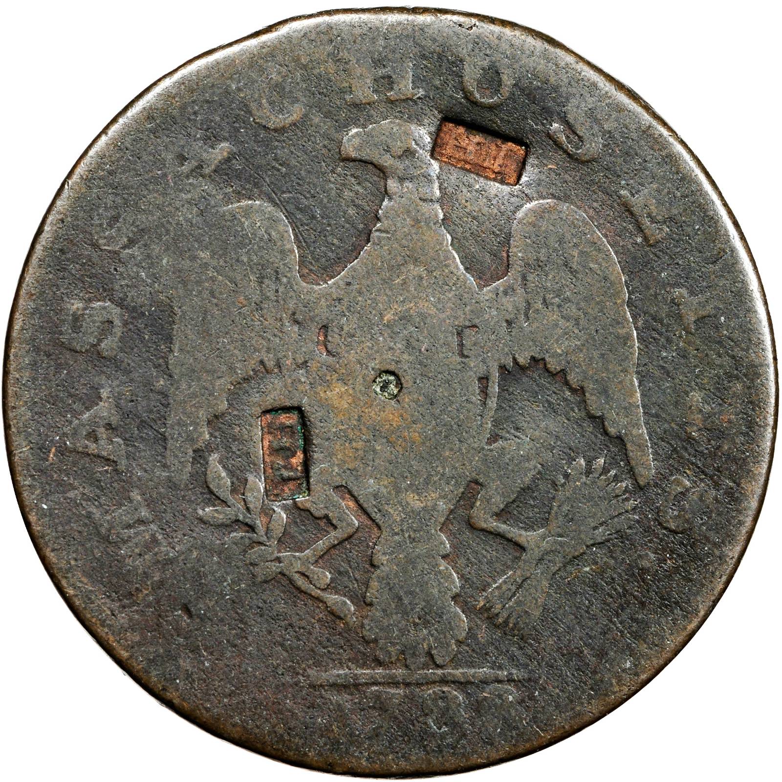 1788 Cent Massachusetts, With Period MS BN G4 BN CAC thumbnail 2