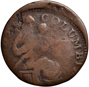 image for: 1785 Vermont Copper. RR-1, Bressett 26-Z, W-2250. Rarity-5+. IMMUNE COLUMBIA. Good-6.