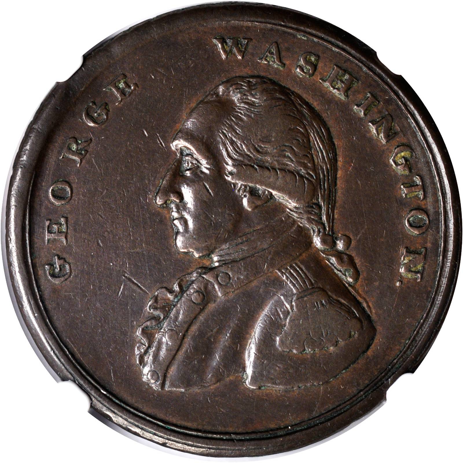 image for: Undated (1795) Washington Liberty and Security Penny. Baker-30, W-11050. Rarity-2. ASYLUM Edge. EF-40 (NGC).