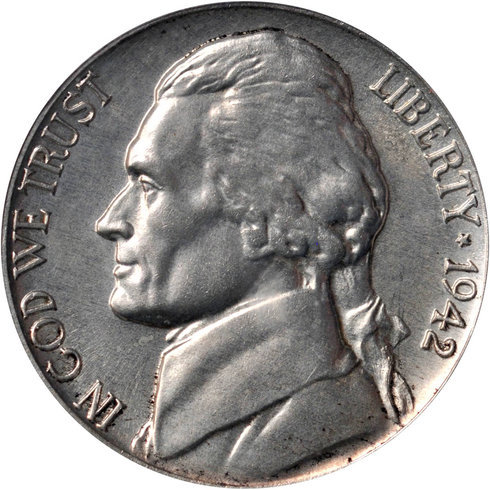 Jefferson Nickel 5c Silver War Issues, 1942 [Type] PR61 thumbnail 9