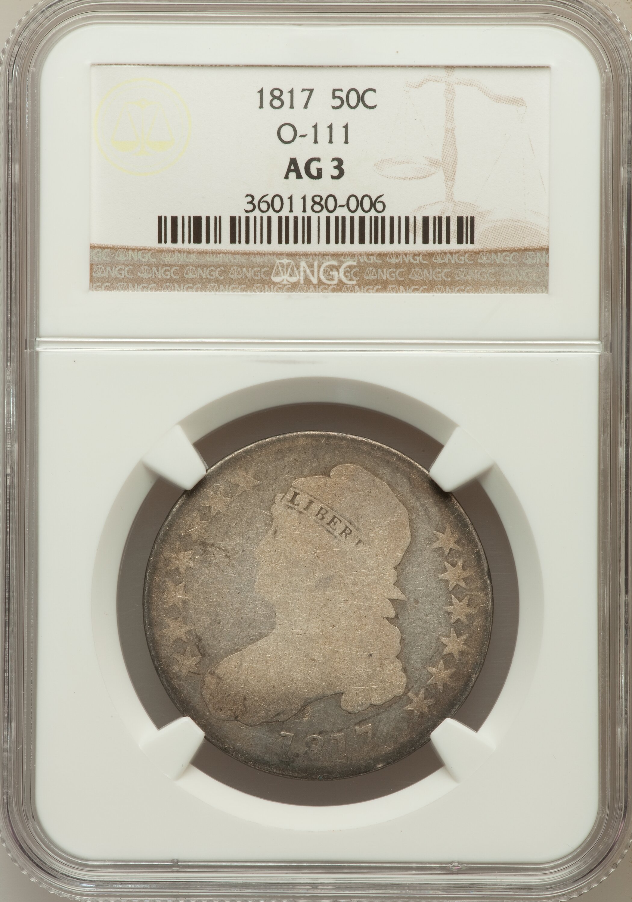 1817 50C AG3 NGC. O-111. NGC Census: (0/458). PCGS Population (1/624). Mintage: 1,215,567. Numismedia Wsl. Price for proble...