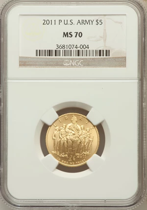 image for: 2011-P $5 U.S. Army Five Dollar MS70 NGC. NGC Census: (0). PCGS Population (139). (#506170)...