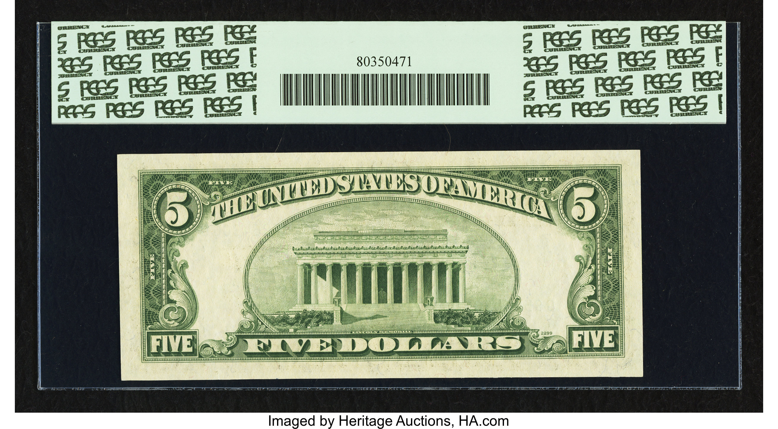 image for: Fr. 1965-G $5 1950D Federal Reserve Note. PCGS Gem New 66PPQ....