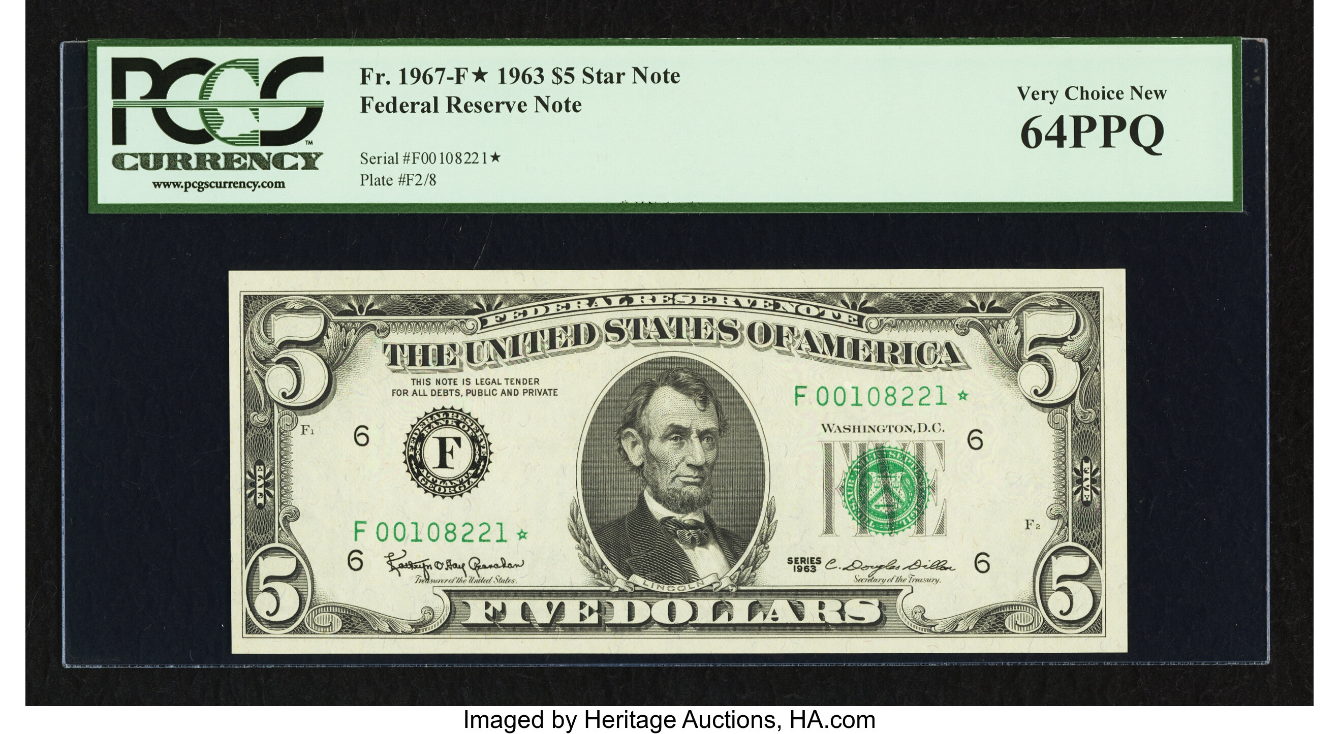 image for: Fr. 1967-F* $5 1963 Federal Reserve Star Note. PCGS Very Choice New 64PPQ....