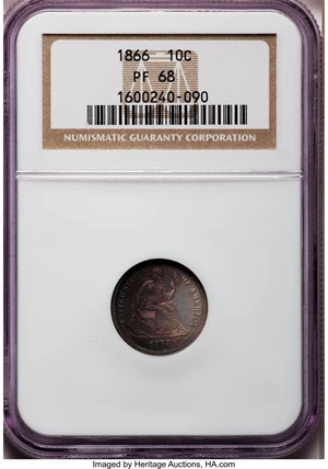 image for: 1866 10C PR68 NGC....