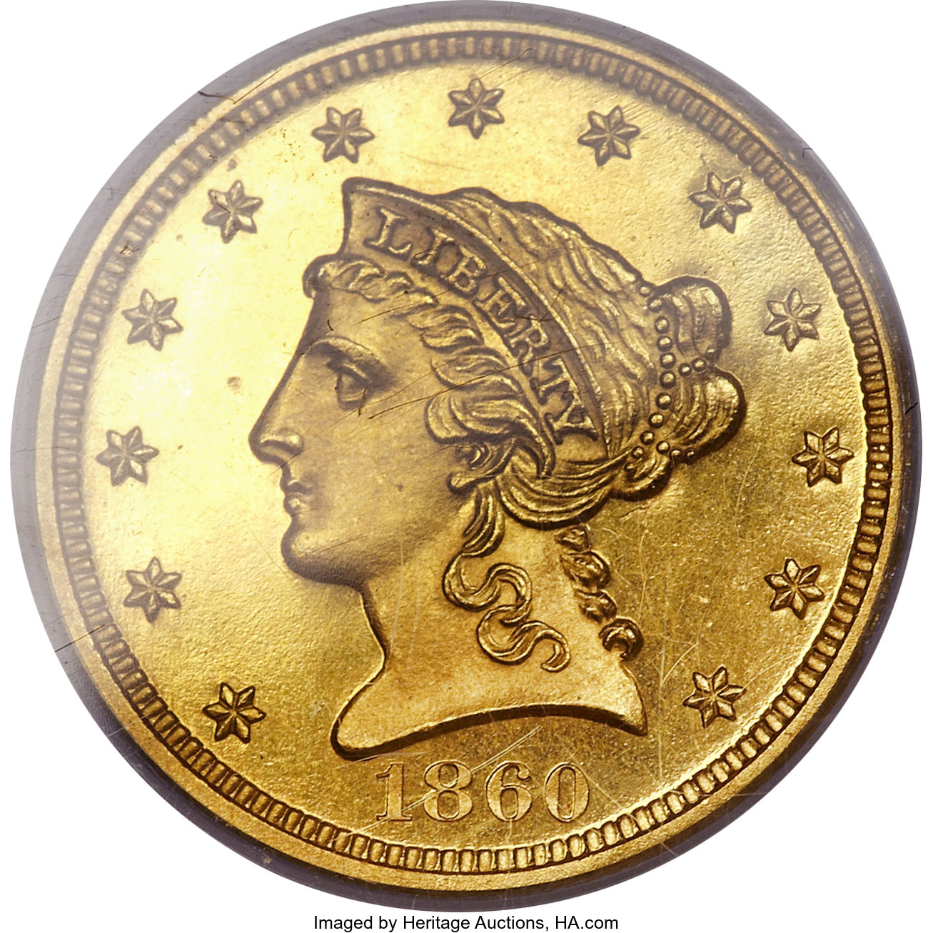 image for: 1860 $2 1/2 PR65 PCGS. CAC....