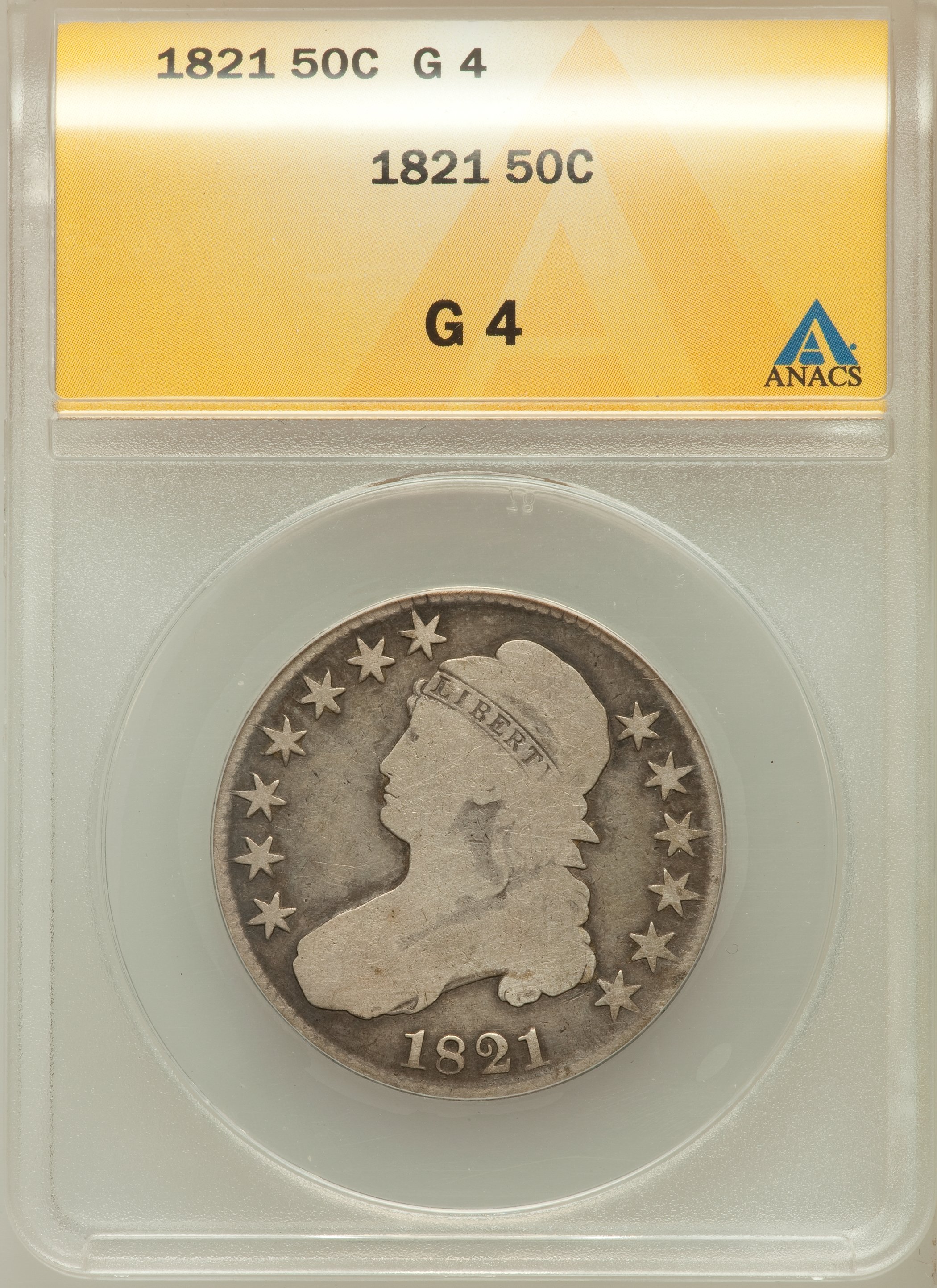 1821 50C Good 4 ANACS. NGC Census: (2/533). PCGS Population (0/667). Mintage: 1,305,797. Numismedia Wsl. Price for problem ...