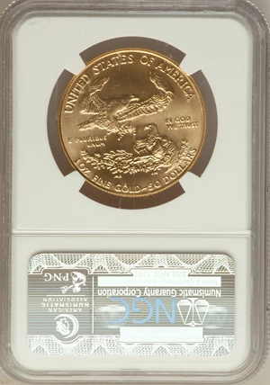 image for: 1992 G$50 One-Ounce Gold Eagle MS69 NGC. NGC Census: (706/29). PCGS Population (481/6). Mintage: 275,000. Numismedia Wsl. P...