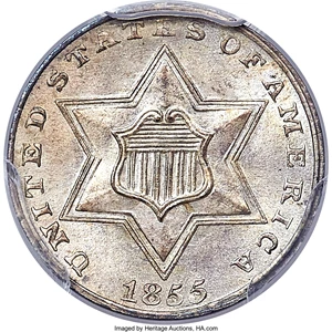 image for: 1855 3CS MS67 PCGS....