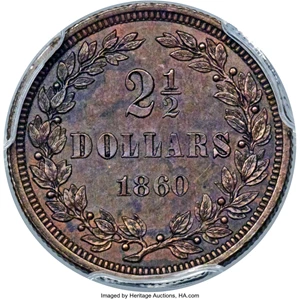image for: 1860 P$21/2 Quarter Eagle, Judd-270, Pollock-318, R.7, PR64 Brown PCGS....