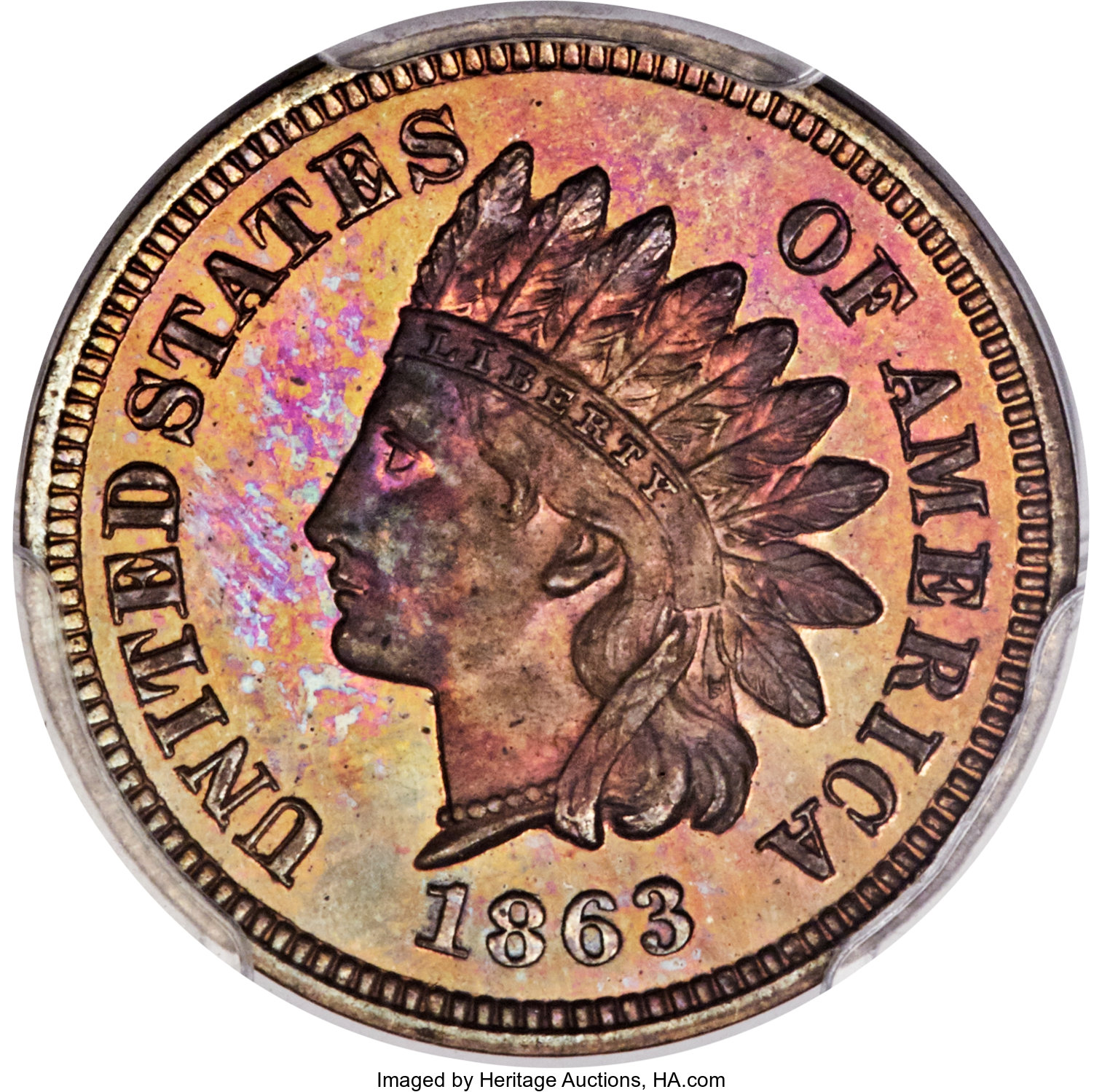 image for: 1863 1C One Cent, Judd-301, Pollock-367, R.7, PR65 Red and Brown PCGS....