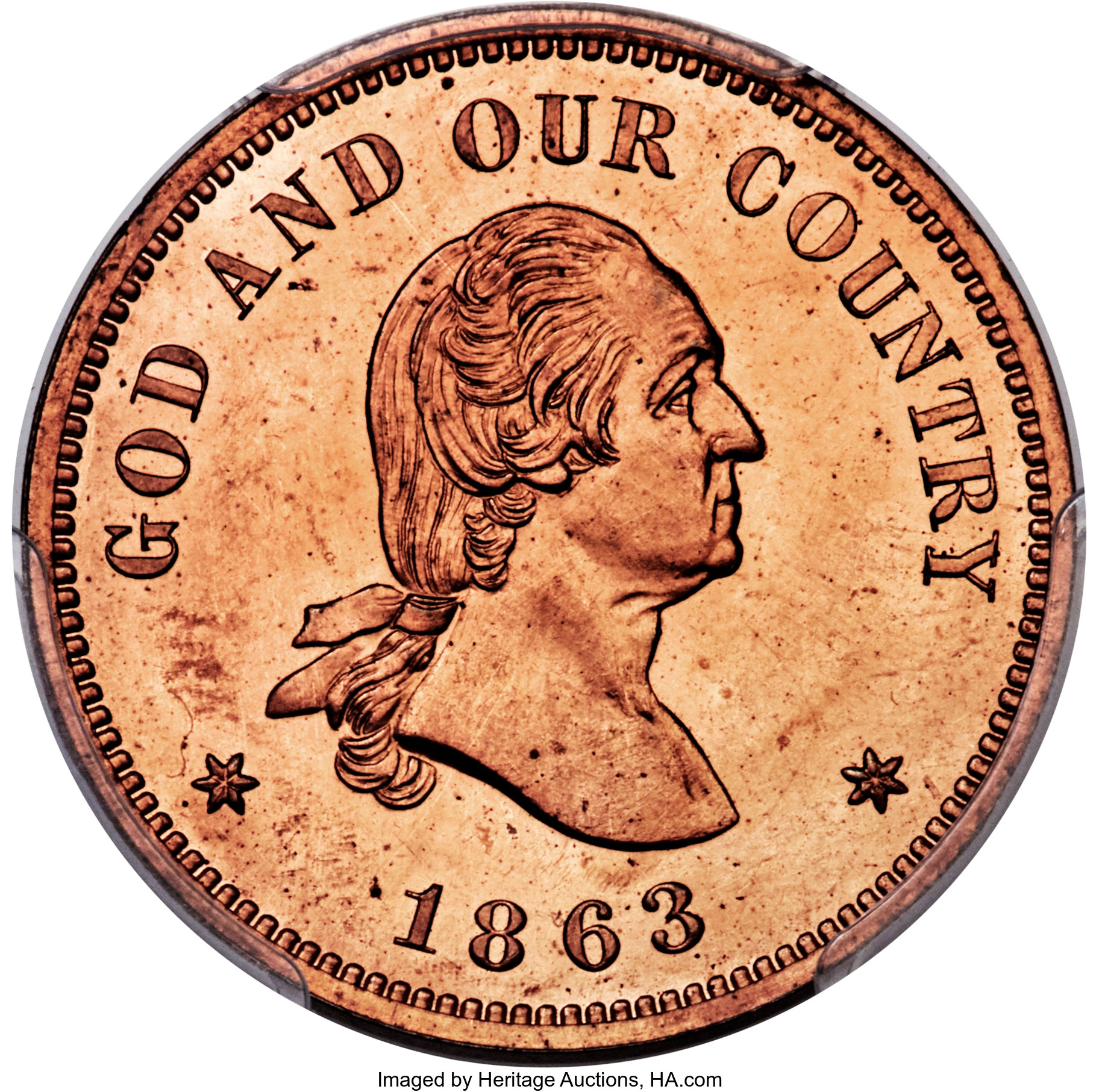 image for: 1863 2C Two Cents, Judd-305, Pollock-370, R.4, PR66 Red PCGS. ...