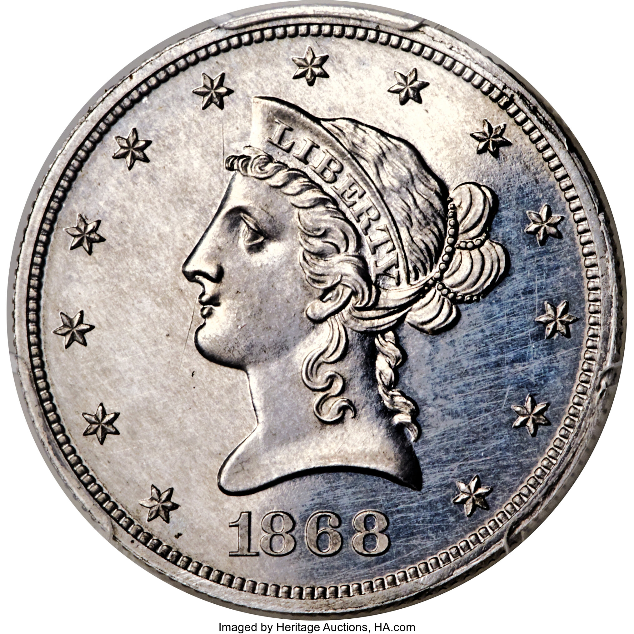 image for: 1868 $10 Ten Dollars, Judd-664, Pollock-739, Low R.7, PR64 PCGS....