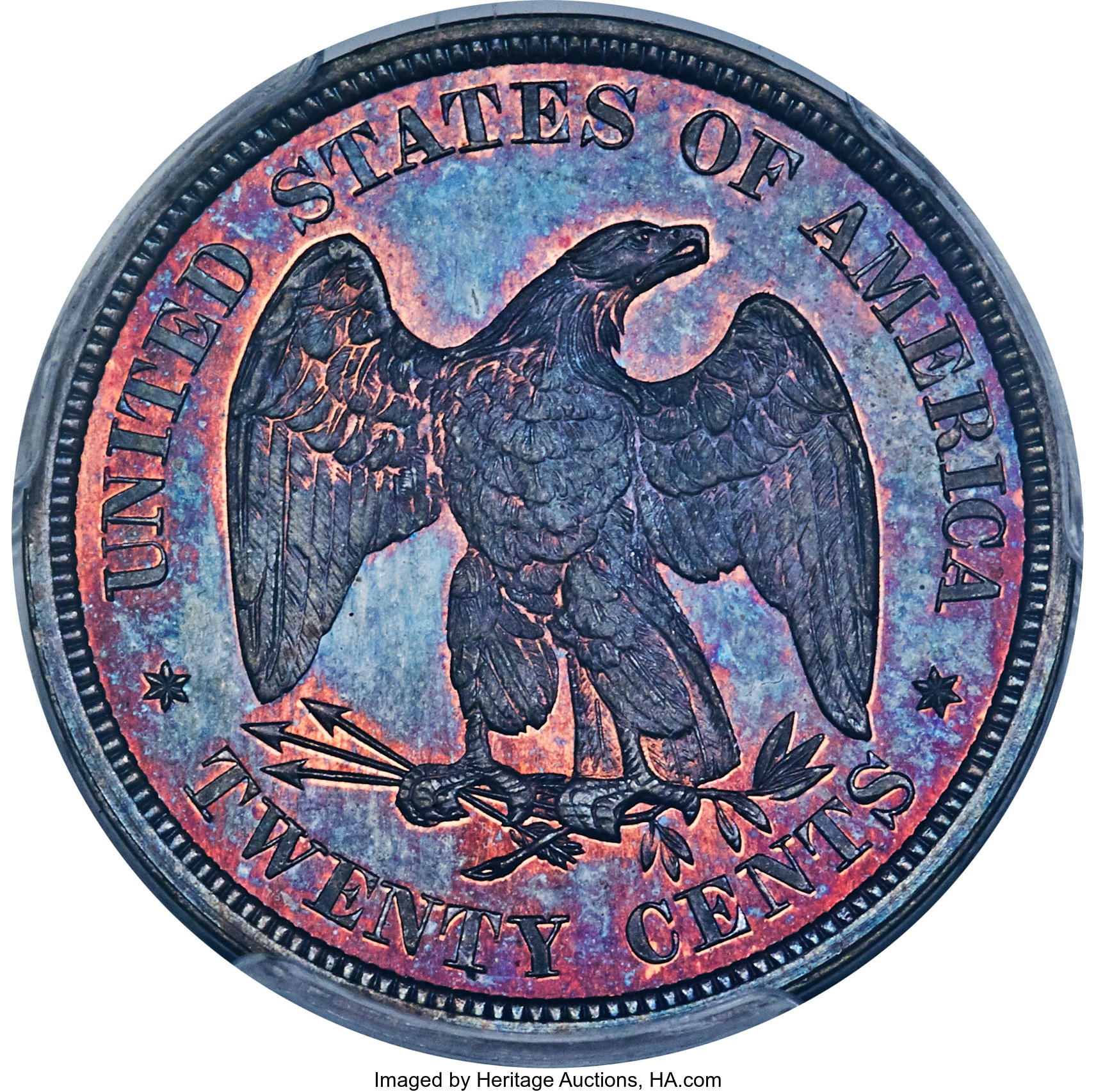 image for: 1874 20C Twenty Cents, Judd-1355, Pollock-1499, Low R.6, PR67 Red and Brown PCGS....