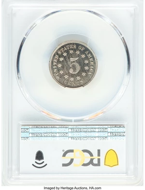 image for: 1867 5C No Rays, Pattern Reverse, FS-1902, PR64 Cameo PCGS. CAC....