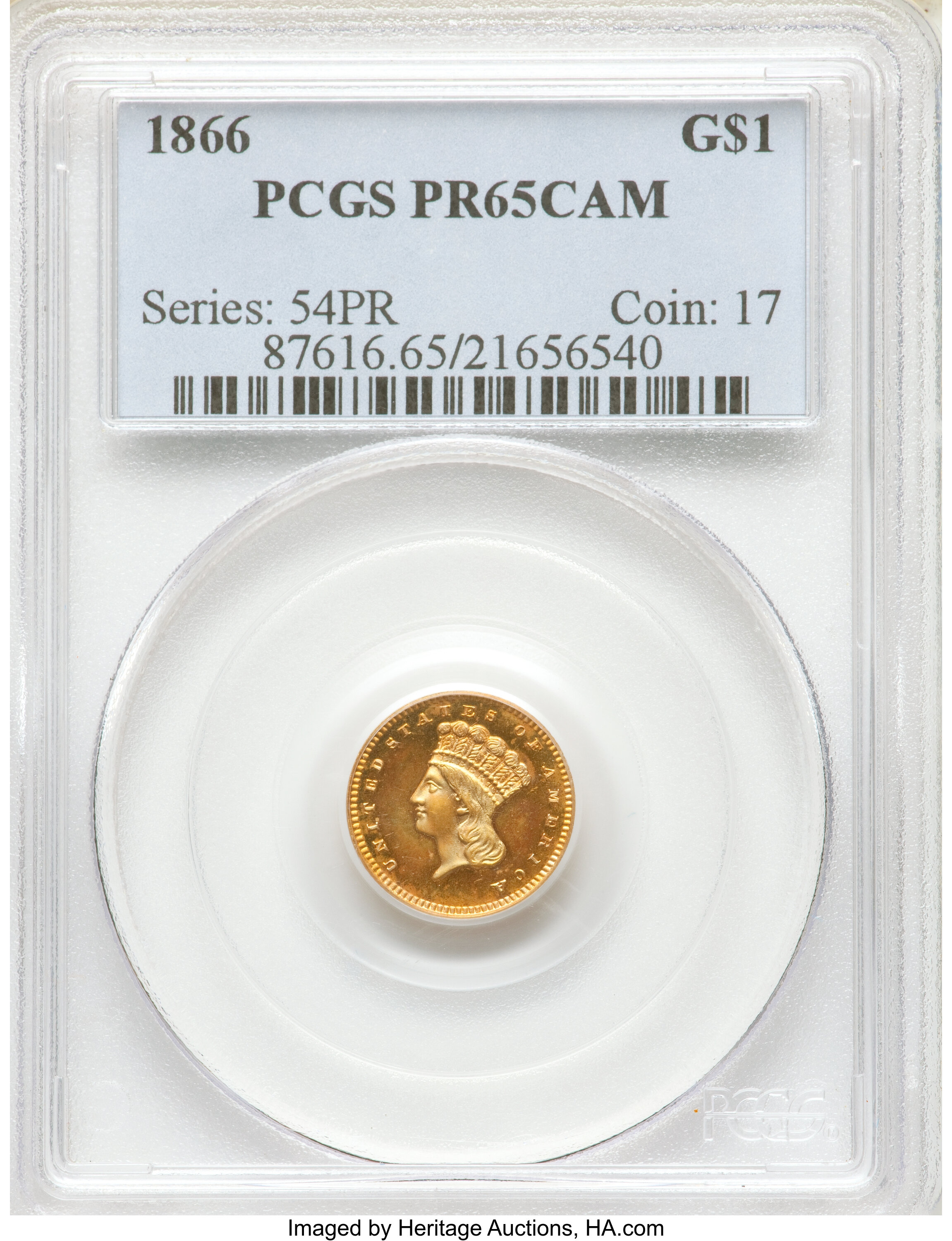 image for: 1866 G$1 PR65 Cameo PCGS. JD-1, R.6....