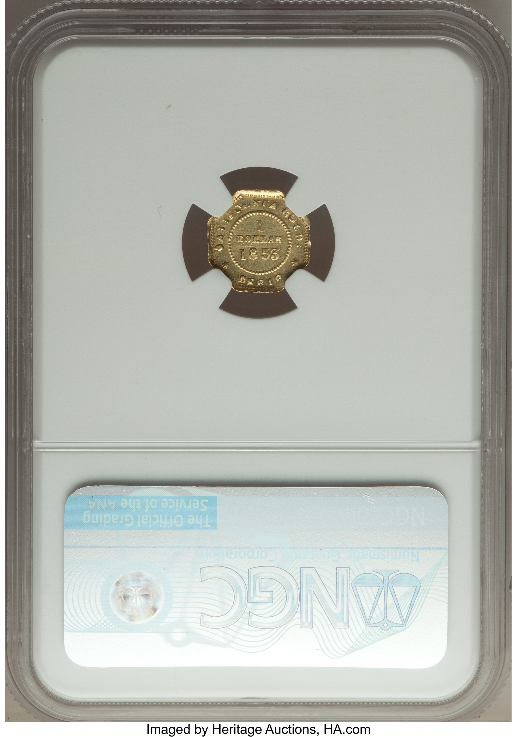 image for: 1853 $1 Liberty Octagonal 1 Dollar, BG-526, High R.6, MS60 NGC. EX: The Storck Collection. NGC Census: (1/1). PCGS Populati...