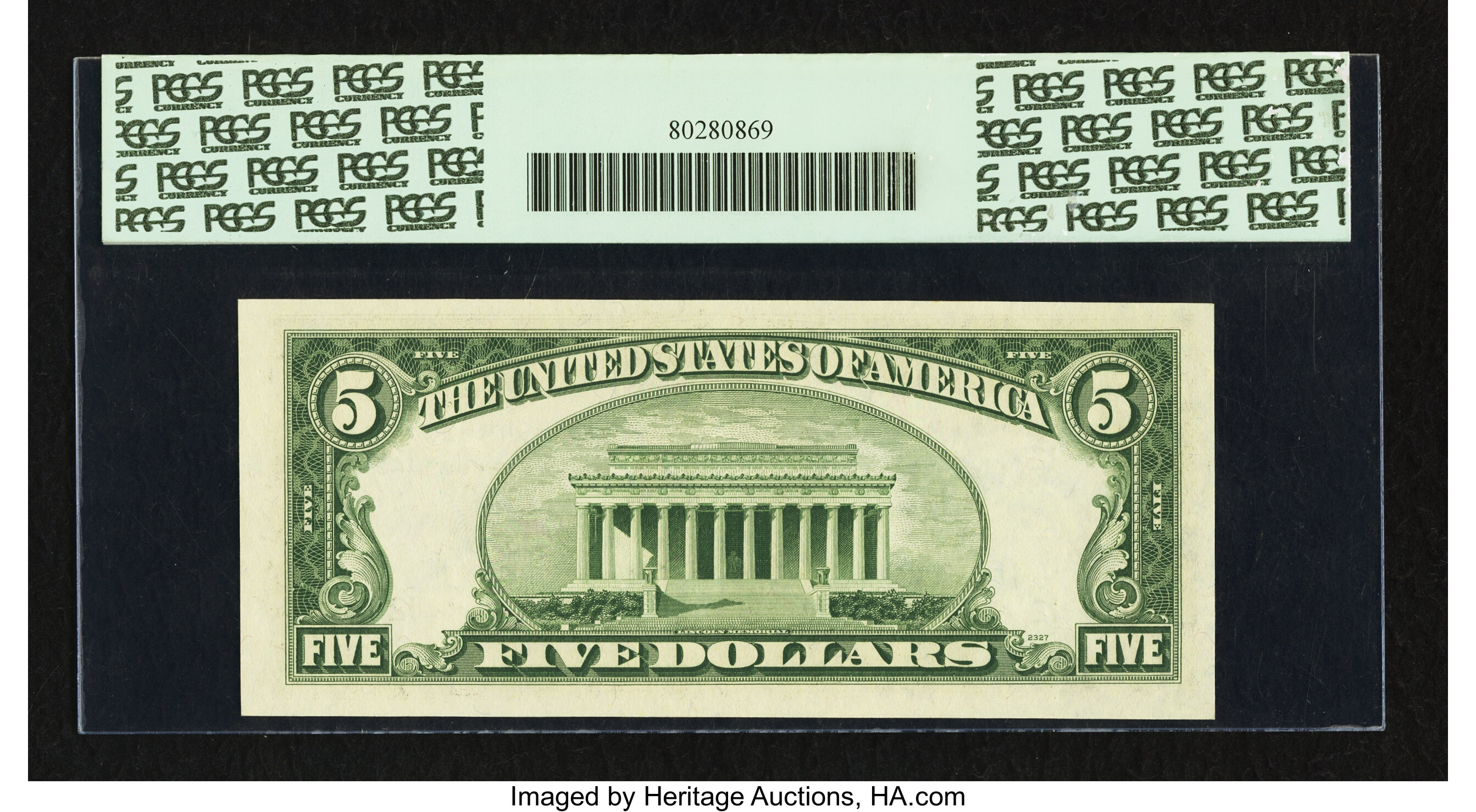 image for: Fr. 1966-L* $5 1950E Federal Reserve Star Note. PCGS Choice About New 58....