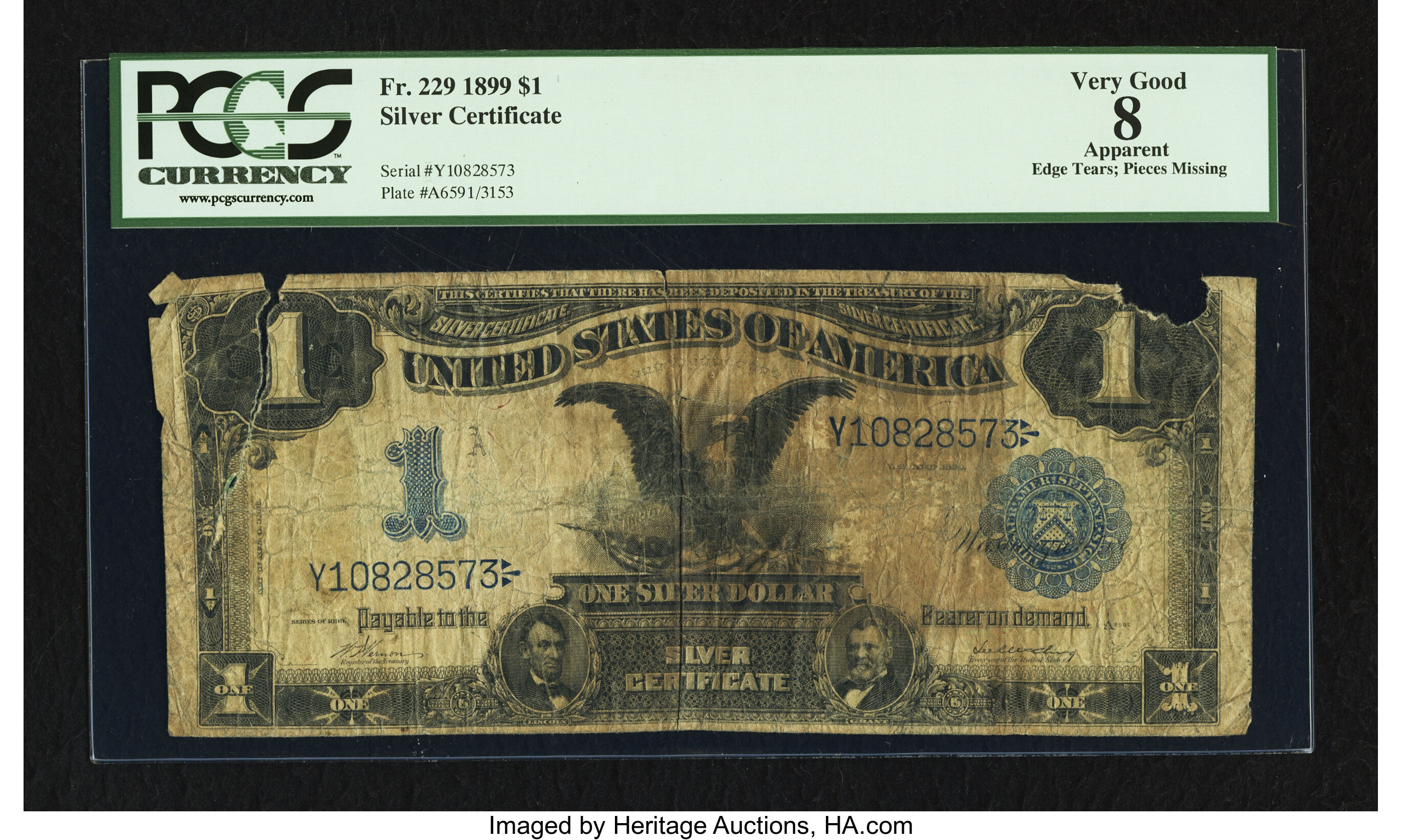 Fr. 229 $1 1899 Silver Certificate PCGS Apparent Very Good 08. ...