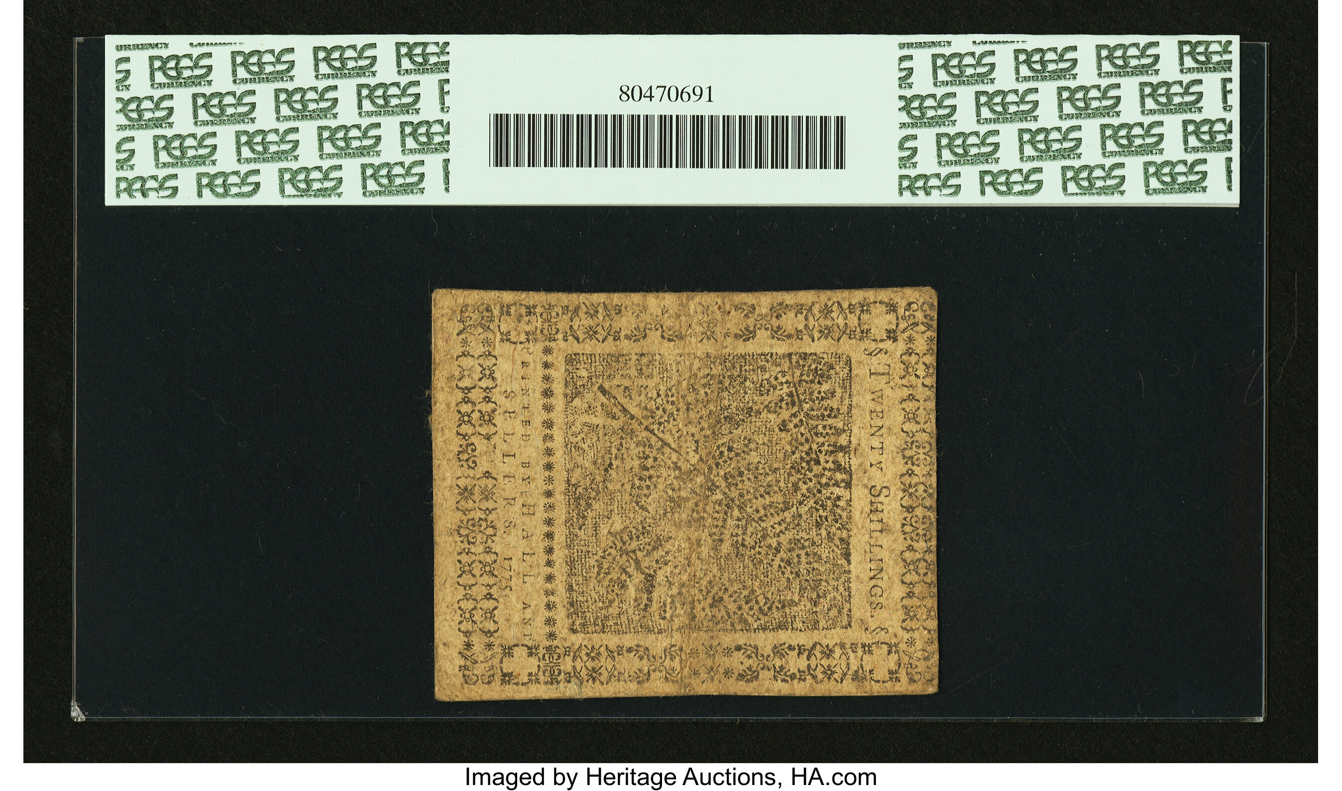 image for: Pennsylvania July 20, 1775 20s PCGS Very Fine 35....