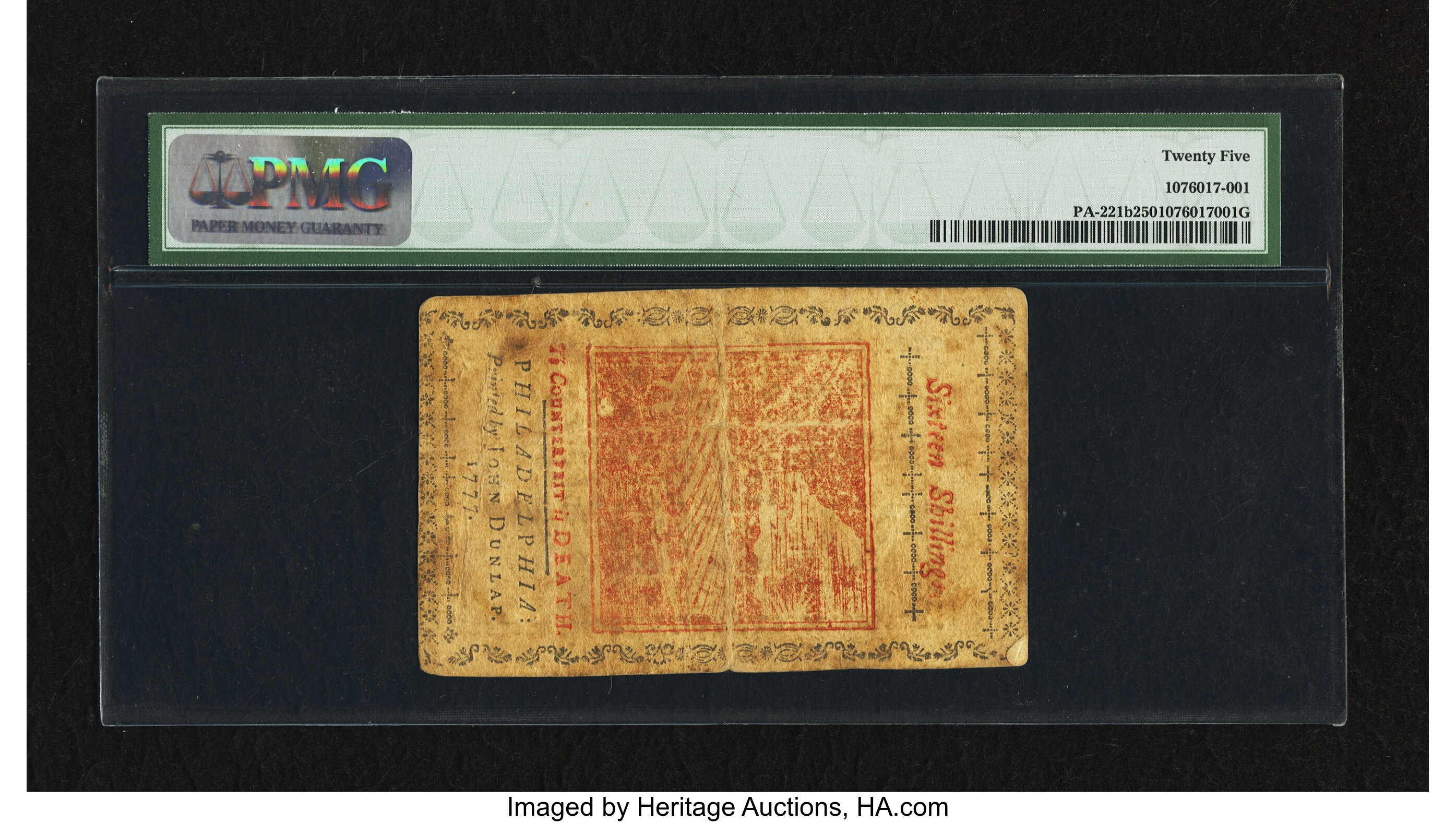 image for: Pennsylvania April 10, 1777 16s PMG Very Fine 25....