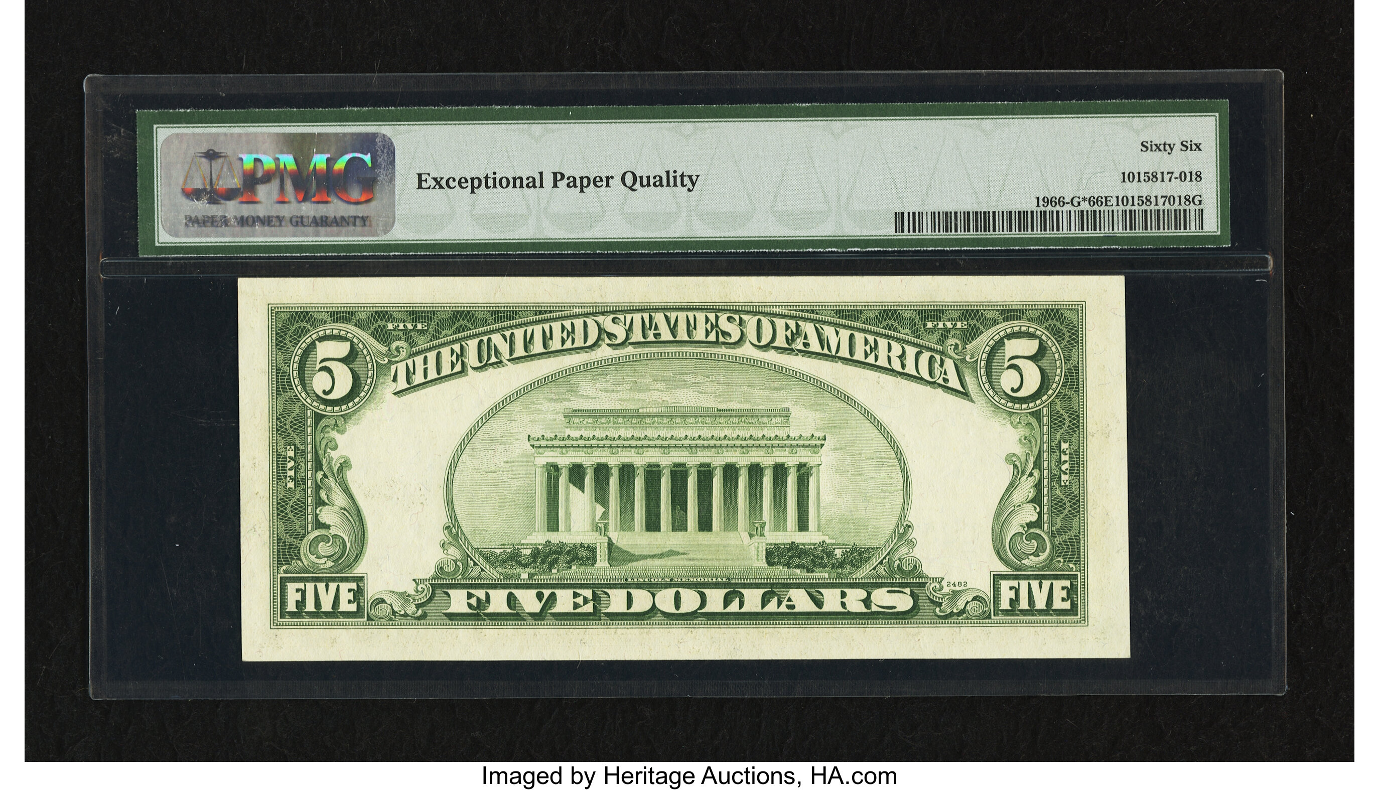 image for: Fr. 1966-G* $5 1950E Federal Reserve Star Note. PMG Gem Uncirculated 66 EPQ....
