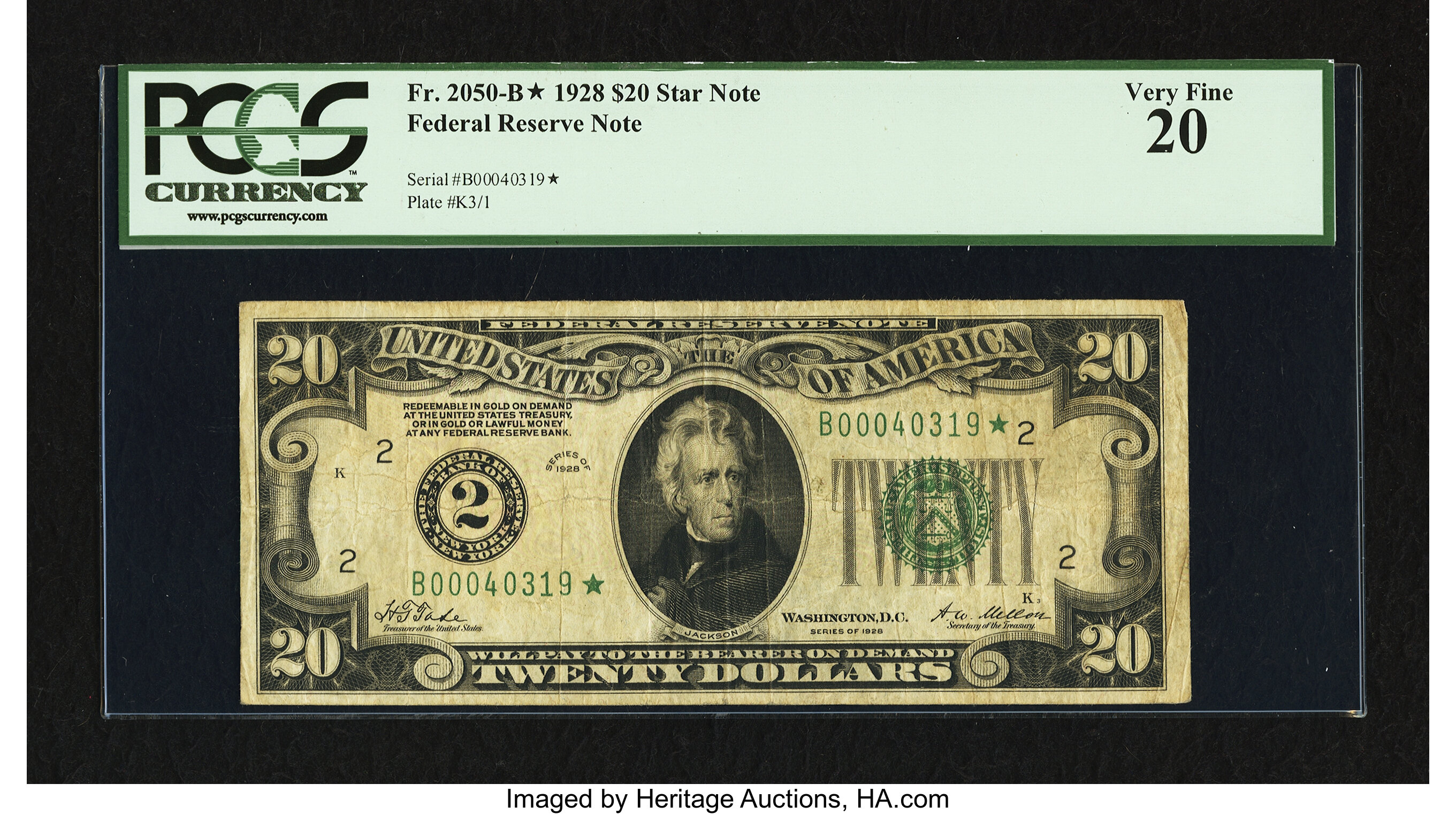 image for: Fr. 2050-B* $20 1928 Federal Reserve Star Note. PCGS Very Fine 20....