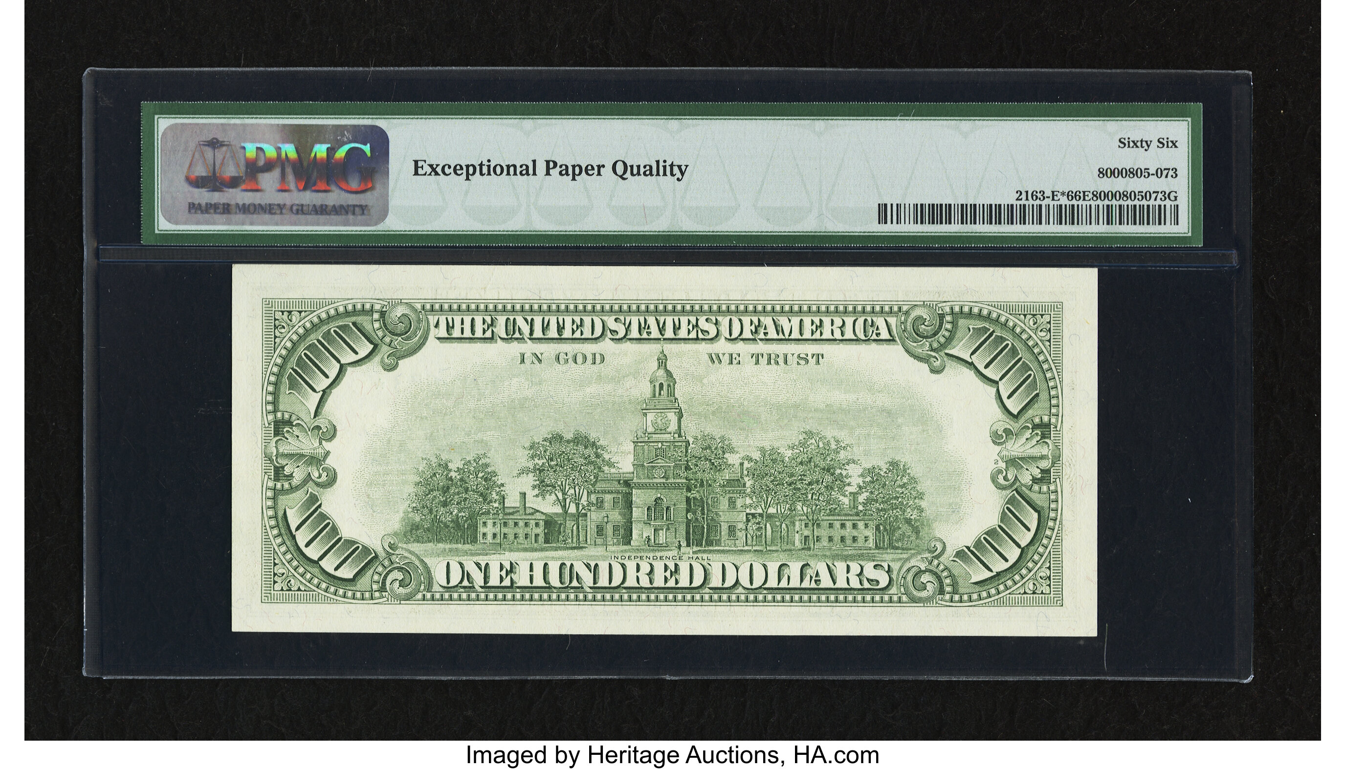 image for: Fr. 2163-E* $100 1963A Federal Reserve Star Note. PMG Gem Uncirculated 66 EPQ....