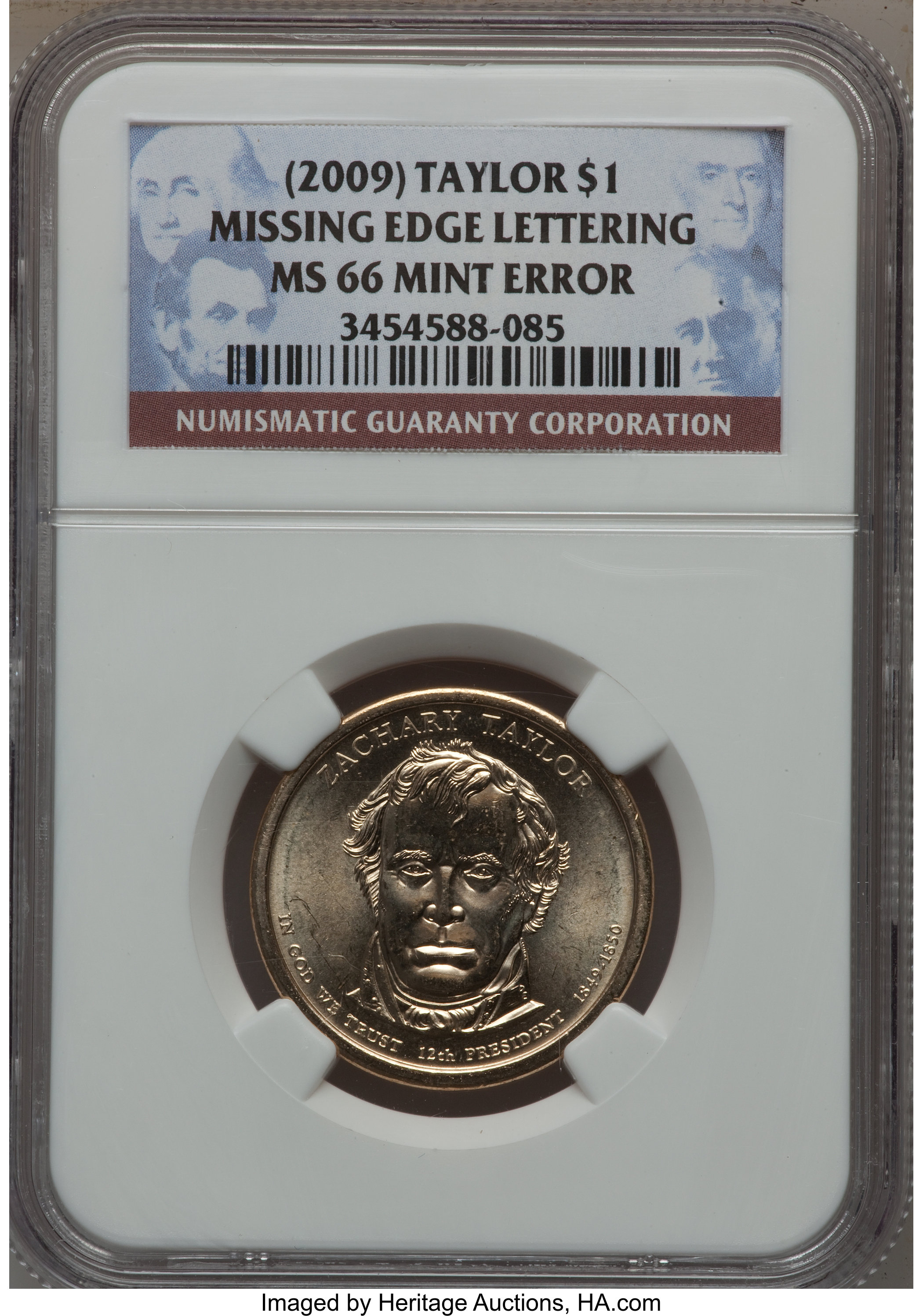 image for: (2009) $1 Zachary Taylor Presidential Dollar --Missing Edge Lettering -- MS66 NGC....
