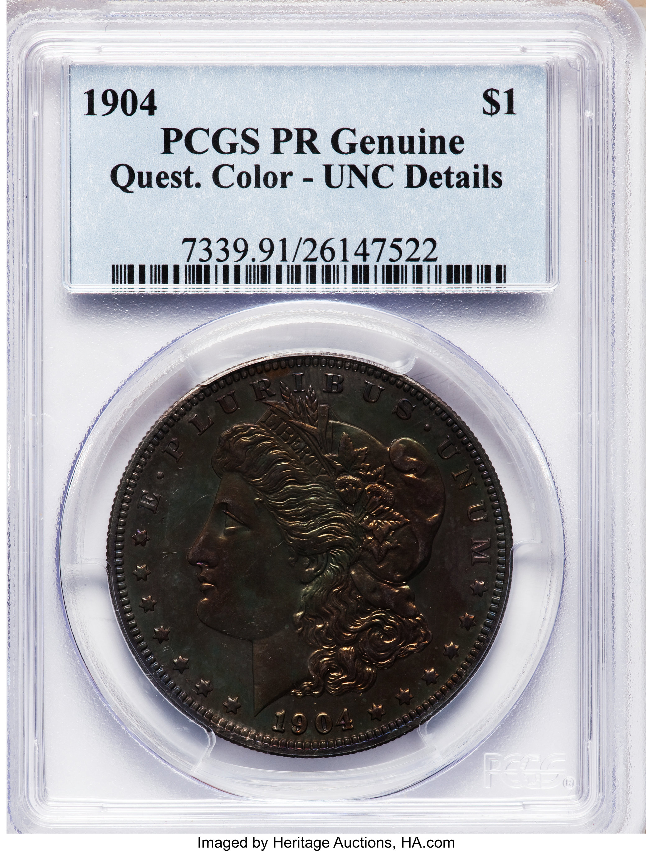 1904 $1 -- Questionable Color -- PCGS Genuine. Proof, Unc. Details. ...