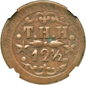 image for: 1879 T. Hobron 12 1/2 Cents Token MS62 NGC. M. 2TE-8....