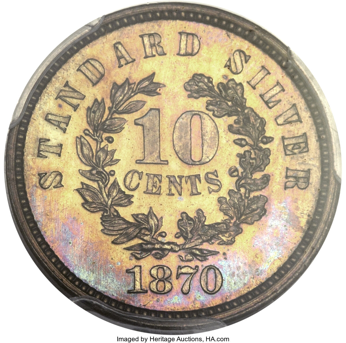 image for: 1870 10C Standard Silver Ten Cents, Judd-864, Pollock-952, High R.7, PR64 Brown PCGS Secure....