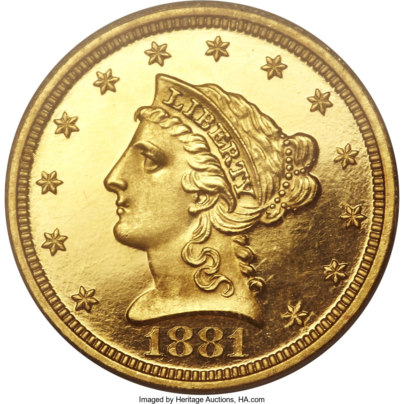 image for: 1881 $2 1/2 PR65 Cameo PCGS. CAC....