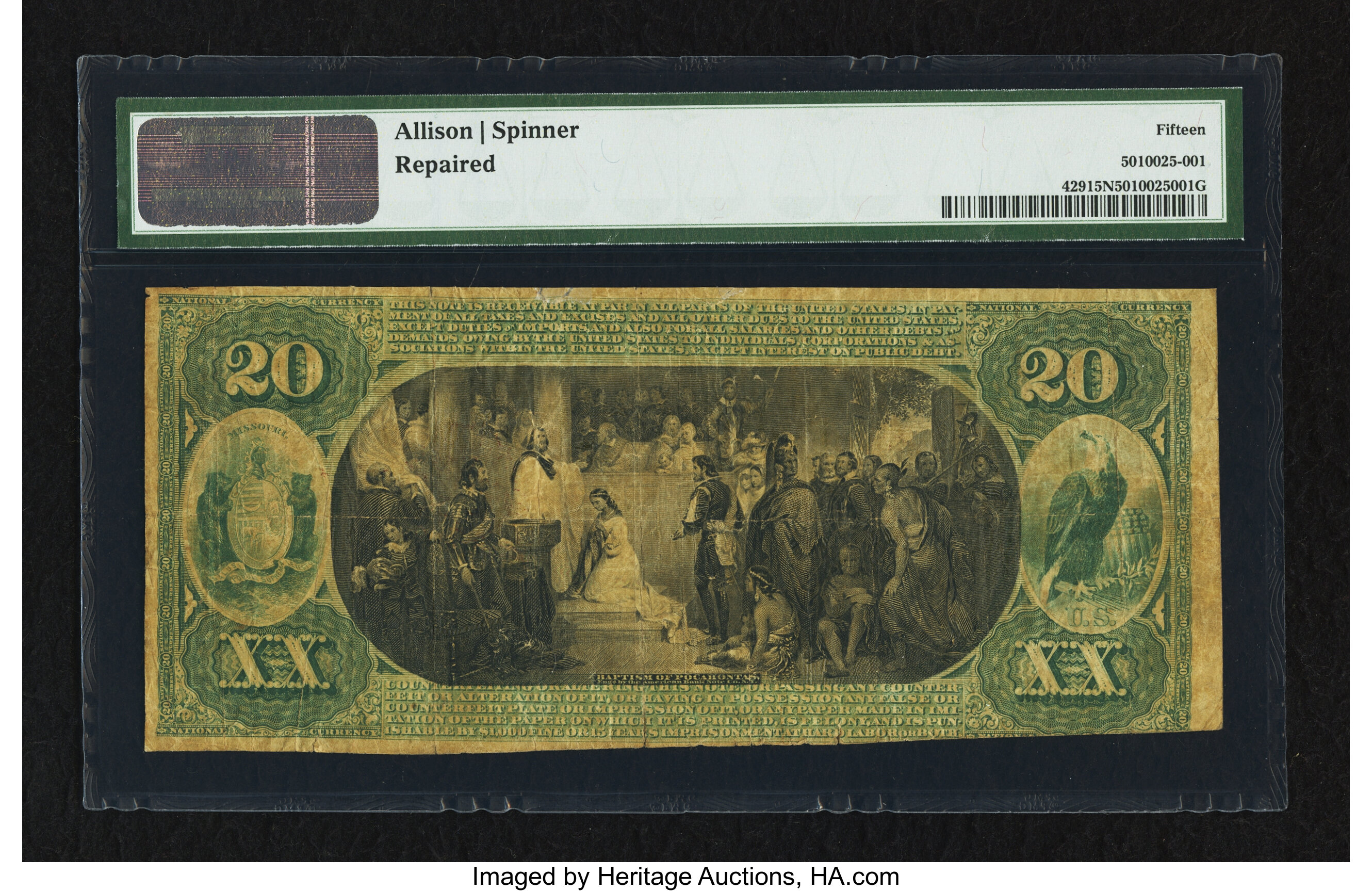 image for: Saint Louis, MO - $20 Original Fr. 429 The Valley NB Ch. # 1858...