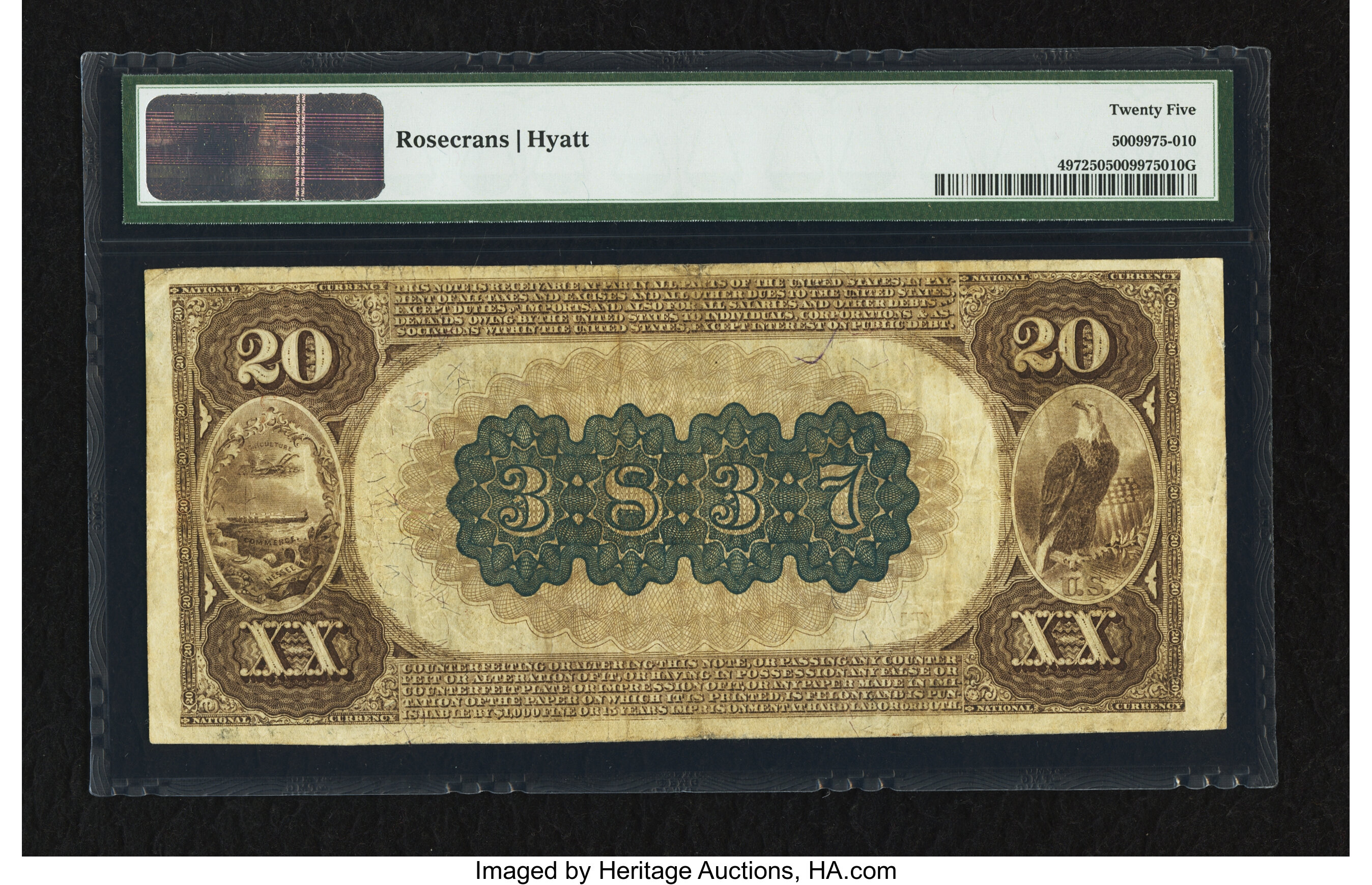 image for: Knoxville, TN - $20 1882 Brown Back Fr. 497 The City NB Ch. # (S)3837...