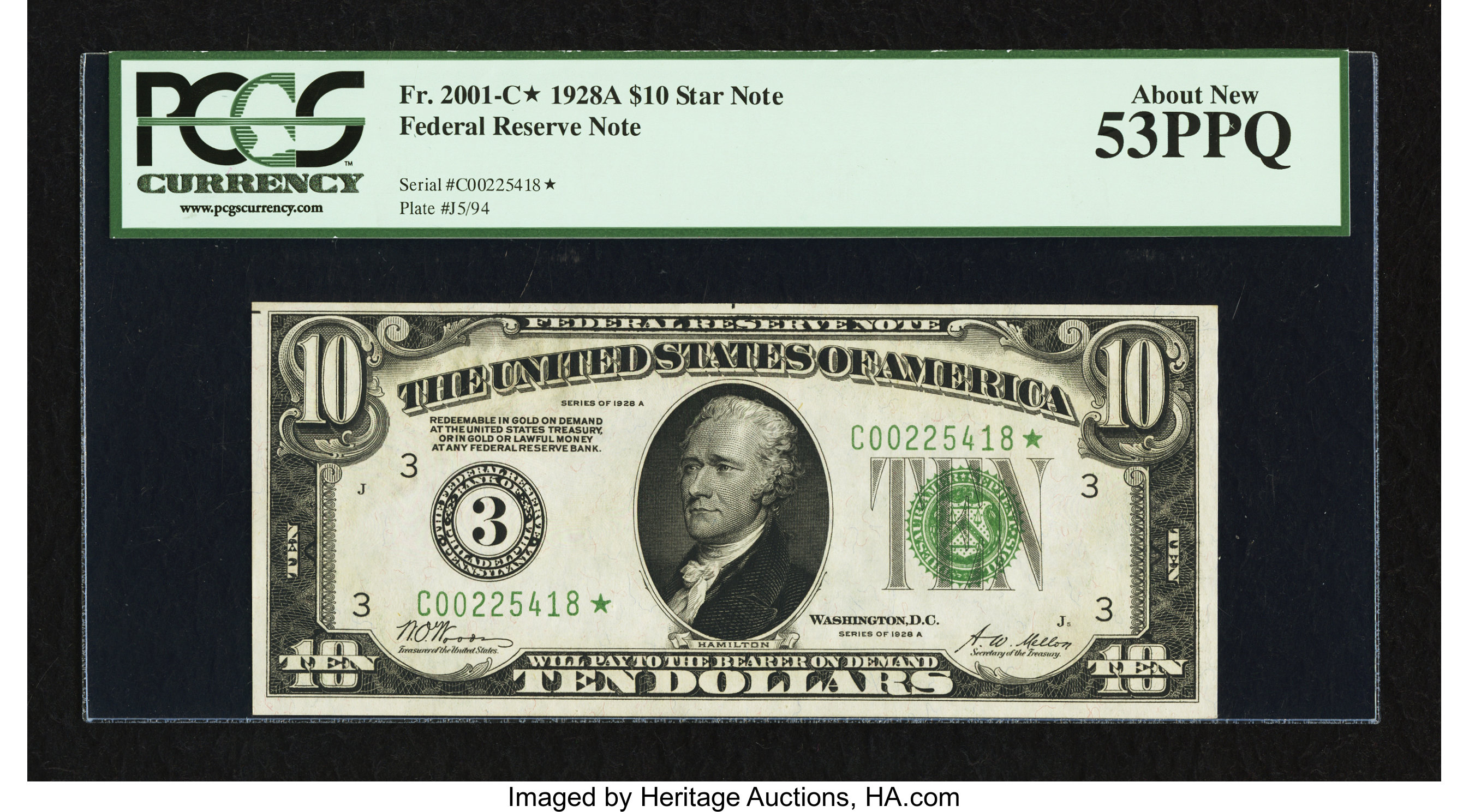 image for: Fr. 2001-C* $10 1928A Federal Reserve Note. PCGS About New 53PPQ....