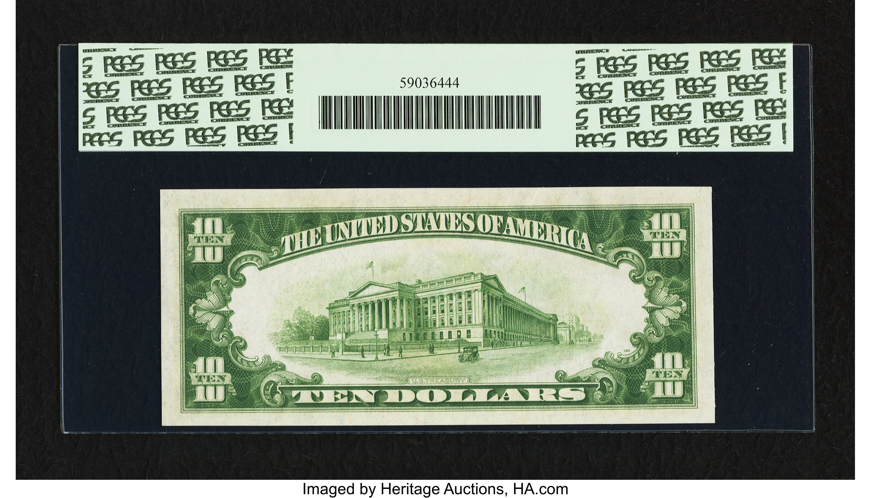 image for: Fr. 2002-B* $10 1928B Light Green Seal Federal Reserve Note. PCGS Choice About New 58PPQ....