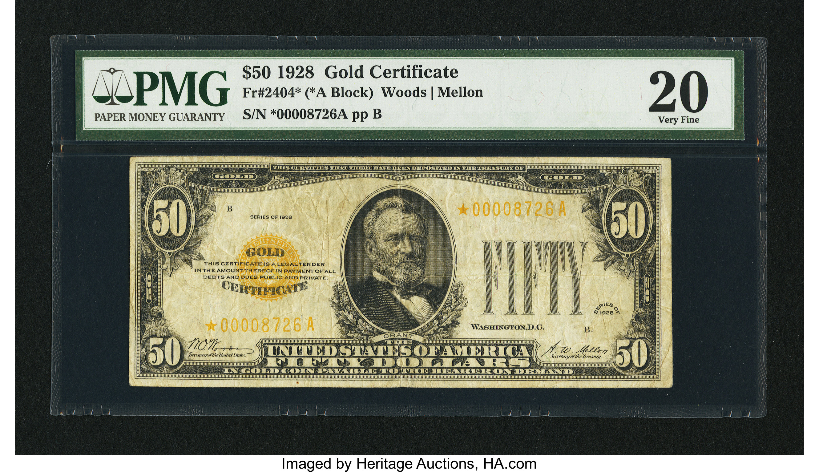 image for: Fr. 2404* $50 1928 Gold Certificate. PMG Very Fine 20....