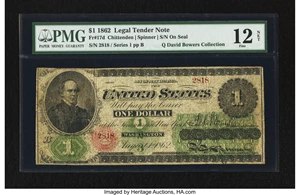 image for: Fr. 17d $1 1862 Legal Tender PMG Fine 12 Net....