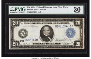 image for: Fr. 970* $20 1914 Federal Reserve Note PMG Very Fine 30....