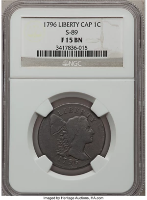 image for: 1796 1C Liberty Cap Fine 15 NGC. S-89, B-10, R.3....