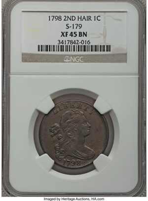 image for: 1798 1C Second Hair Style XF45 NGC. S-179, B-37, R.2....