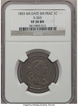 image for: 1803 1C Small Date, Small Fraction VF30 NGC. S-263, B-22, R.3....